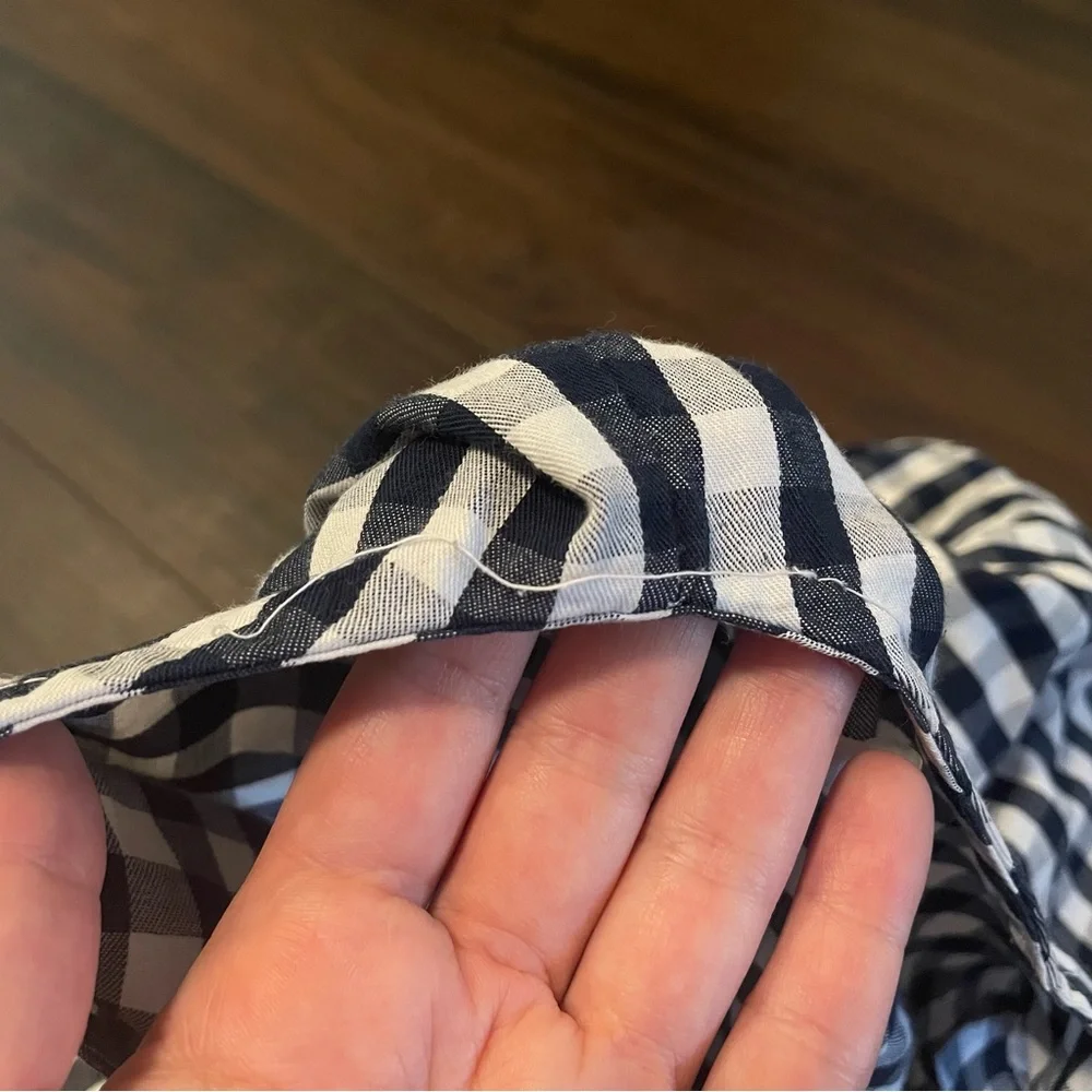 Petite Plume Navy Blue & White Gingham Nightgown Size 14 - Picture 5 of 5